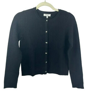 NEW Milly Minis Textured Cardigan Sweater Girls 14 Crew Neck Long Sleeves Black